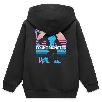 Fouke Monster Cryptozoology Retro - Kids Premium Organic Zip-up Hoodie - black - Back - AI Model Kid Male (0cm)