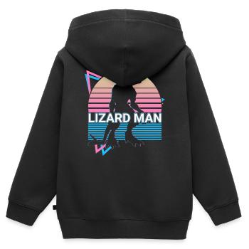 Eidechsenmann Kryptide Kryptozoologie Retro - Kinder Premium Organic Zip Hoodie - Schwarz - Hinten - AI Model Kid Male (0cm)