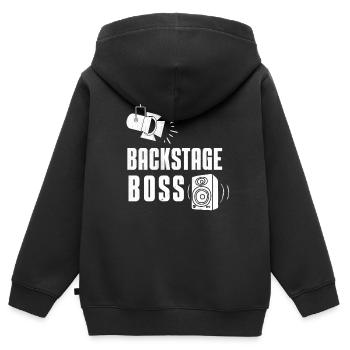 Backstage Boss Event Techniker Crew - Kinder Premium Organic Zip Hoodie - Schwarz - Hinten - AI Model Kid Male (0cm)