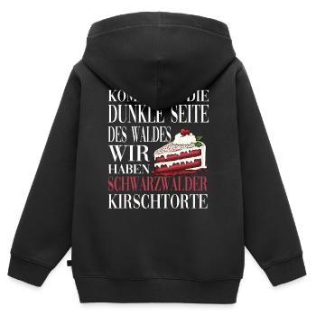 Komm auf die Dunkle Seite des Waldes - Kinder Premium Organic Zip Hoodie - Schwarz - Hinten - AI Model Kid Male (0cm)