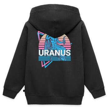 Uranus Dieu grec Ancien Grec Mythol - Sweat Premium à capuche zippé enfant bio - noir - Dos - AI Model Kid Male (0cm)