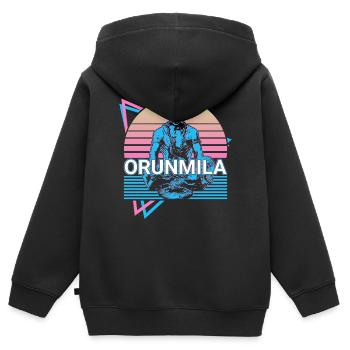 Orunmila Orisha Divinité africaine Yoruba Relig - Sweat Premium à capuche zippé enfant bio - noir - Dos - AI Model Kid Male (0cm)