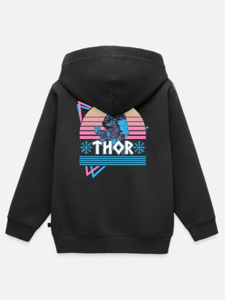 Thor Nordischer Gott Asgard Nordische Mythologie R - Premium børne zip-hættetrøje økologisk - sort