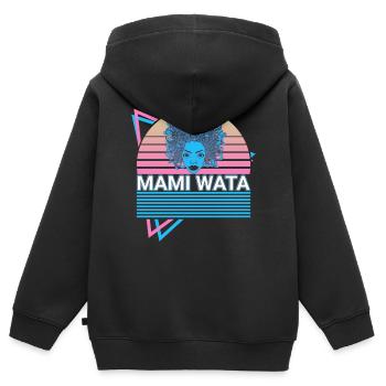 Mami Wata La Sirene Water Spirit Ancien - Sweat Premium à capuche zippé enfant bio - noir - Dos - AI Model Kid Male (0cm)