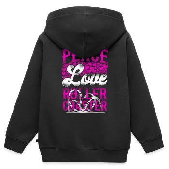 Roller Coaster Girl Vintage Peace - Kinder Premium Organic Zip Hoodie - Schwarz - Hinten - AI Model Kid Male (0cm)