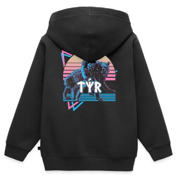 Tyr Norse Dieu Asgard Mythologie nordique Re - Sweat Premium à capuche zippé enfant bio - noir - Dos - AI Model Kid Male (0cm)