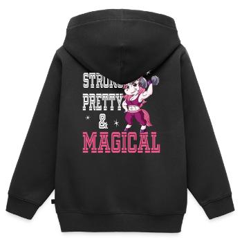Strong Pretty and Magical - Kinder Premium Organic Zip Hoodie - Schwarz - Hinten - AI Model Kid Male (0cm)