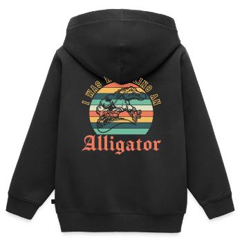 Crocodile Alligator Wrestling Reptile Cadeau - Sweat Premium à capuche zippé enfant bio - noir - Dos - AI Model Kid Male (0cm)