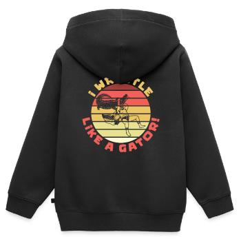 Crocodile Alligator Wrestling Reptile Cadeau - Sweat Premium à capuche zippé enfant bio - noir - Dos - AI Model Kid Male (0cm)