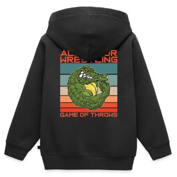 Crocodile Alligator Wrestling Reptile Cadeau - Sweat Premium à capuche zippé enfant bio - noir - Dos - AI Model Kid Male (0cm)