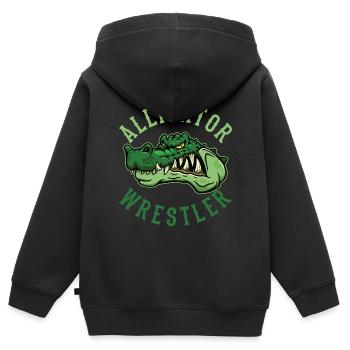Crocodile Alligator Wrestling Reptile Cadeau - Sweat Premium à capuche zippé enfant bio - noir - Dos - AI Model Kid Male (0cm)