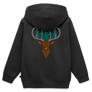 Rothirsch Geweih mit Hirschgeweih - Kinder Premium Organic Zip Hoodie - Schwarz - Hinten - AI Model Kid Male (0cm)