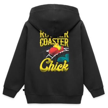 Roller Coaster Girl Chicken - Kinder Premium Organic Zip Hoodie - Schwarz - Hinten - AI Model Kid Male (0cm)