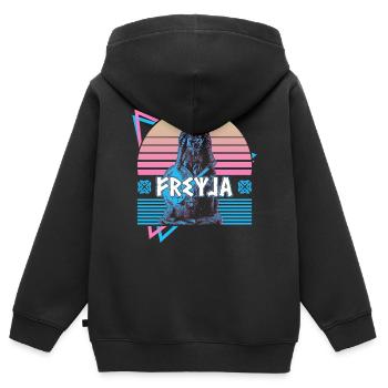 Freyja Freya Déesse nordique Asgard Mytus nordique - Sweat Premium à capuche zippé enfant bio - noir - Dos - AI Model Kid Male (0cm)