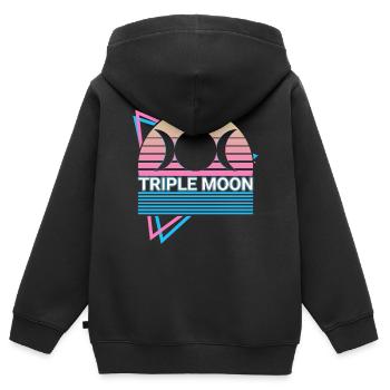 Triple Lune Triple Déesse Symbole Paganisme - Sweat Premium à capuche zippé enfant bio - noir - Dos - AI Model Kid Male (0cm)