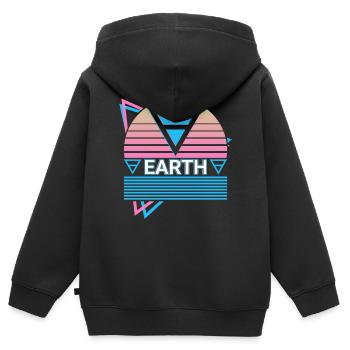Symbole de l’élément Terre Paganisme Wicca Wiccan - Sweat Premium à capuche zippé enfant bio - noir - Dos - AI Model Kid Male (0cm)
