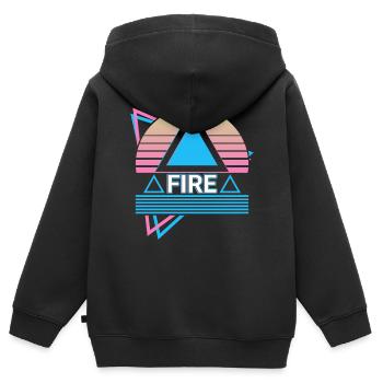 Symbole de l’élément de feu Pagan Wicca Wic - Sweat Premium à capuche zippé enfant bio - noir - Dos - AI Model Kid Male (0cm)