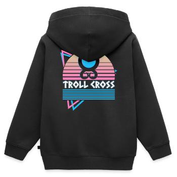 Troll Cross Viking Mythologie nordique Rétro - Sweat Premium à capuche zippé enfant bio - noir - Dos - AI Model Kid Male (0cm)