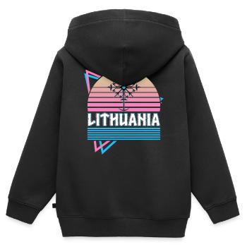 Litauen Nordische Mythologie Retro - Kinder Premium Organic Zip Hoodie - Schwarz - Hinten - AI Model Kid Male (0cm)