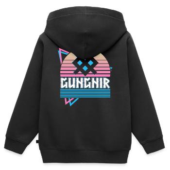 Gungnir Odin Lance du Dieu Symbole Nordique - Sweat Premium à capuche zippé enfant bio - noir - Dos - AI Model Kid Male (0cm)