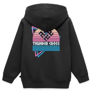 Croix du Tonnerre Symbole Nordique Mythe Nordique - Sweat Premium à capuche zippé enfant bio - noir - Dos - AI Model Kid Male (0cm)