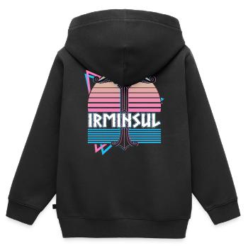 Irminsul Viking Mythologie nordique Germanique - Sweat Premium à capuche zippé enfant bio - noir - Dos - AI Model Kid Male (0cm)