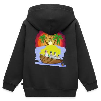 Abenteuer Freizeit Expedition Karibik Oma Huhn - Kinder Premium Organic Zip Hoodie - Schwarz - Hinten - AI Model Kid Male (0cm)