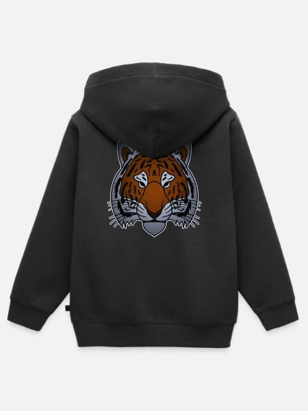 Tiger Art Tiger Head Animal Motif avec la faune - Sweat Premium à capuche zippé enfant bio - noir