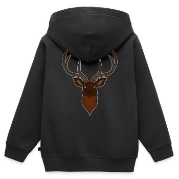 Rothirsch Geweih mit Hirschgeweih - Kinder Premium Organic Zip Hoodie - Schwarz - Hinten - AI Model Kid Male (0cm)