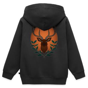 Rothirsch Geweih mit Hirschgeweih - Kinder Premium Organic Zip Hoodie - Schwarz - Hinten - AI Model Kid Male (0cm)