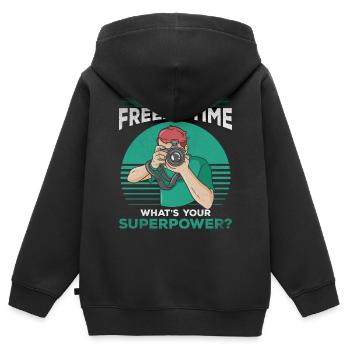 Je peux geler le temps Qu’est-ce que c’est que votre - Sweat Premium à capuche zippé enfant bio - noir - Dos - AI Model Kid Male (0cm)