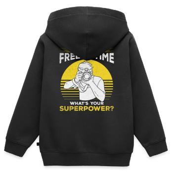 Je peux geler le temps Qu’est-ce que c’est que votre - Sweat Premium à capuche zippé enfant bio - noir - Dos - AI Model Kid Male (0cm)