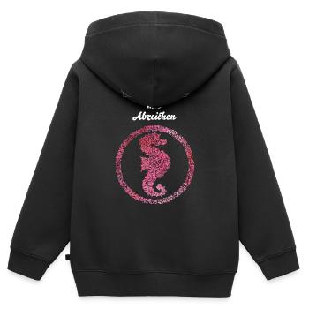 Seepferdchen Abzeichen Schwimmprüfung Wasserratte - Kinder Premium Organic Zip Hoodie - Schwarz - Hinten - AI Model Kid Male (0cm)