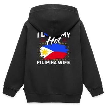 Philippines Drapeau philippin - Sweat Premium à capuche zippé enfant bio - noir - Dos - AI Model Kid Male (0cm)