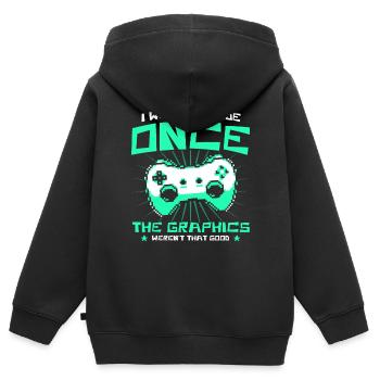 Zocken Gamer Retro Gamer Videospiele Geschenk - Kinder Premium Organic Zip Hoodie - Schwarz - Hinten - AI Model Kid Male (0cm)