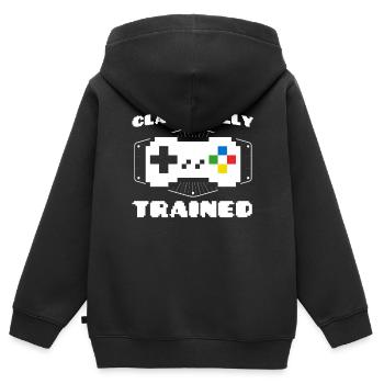 Zocken Gamer Retro Gamer Videospiele Geschenk - Kinder Premium Organic Zip Hoodie - Schwarz - Hinten - AI Model Kid Male (0cm)