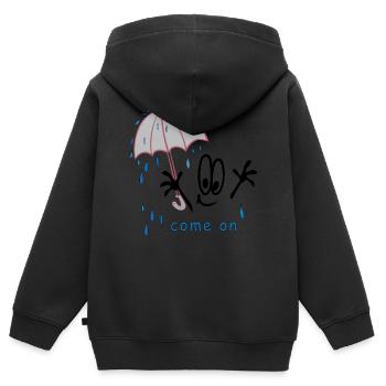 Regen Wetter Comic - Kinder Premium Organic Zip Hoodie - Schwarz - Hinten - AI Model Kid Male (0cm)