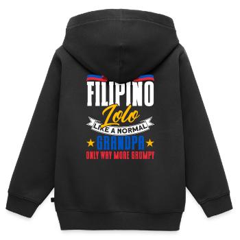 Philippines Drapeau philippin - Sweat Premium à capuche zippé enfant bio - noir - Dos - AI Model Kid Male (0cm)