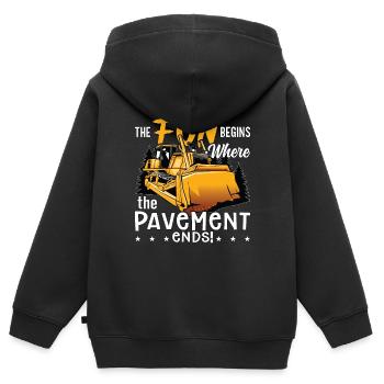 Excavatrice Bulldozer Bulldozer Bulldozer Travailleur de la construction Cadeau - Sweat Premium à capuche zippé enfant bio - noir - Dos - AI Model Kid Male (0cm)