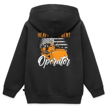 Bagger Planierraupe Bulldozer Bauarbeiter Geschenk - Kinder Premium Organic Zip Hoodie - Schwarz - Hinten - AI Model Kid Male (0cm)
