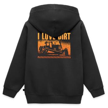Excavatrice Bulldozer Travailleur de la construction Bulldozer Cadeau - Sweat Premium à capuche zippé enfant bio - noir - Dos - AI Model Kid Male (0cm)