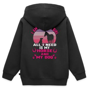 I Am A Simple Girl All I Need Is My Horse And Dog - Kids Premium Organic Zip-up Hoodie - black - Back - AI Model Kid Male (0cm)