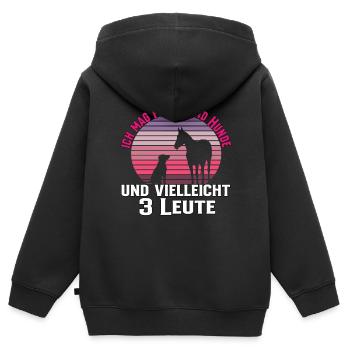 Ich Mag Pferde Und Hunde Und Vielleicht 3 Leute - Kinder Premium Organic Zip Hoodie - Schwarz - Hinten - AI Model Kid Male (0cm)