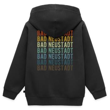 Bad Neustadt City Rétro Vintage - Sweat Premium à capuche zippé enfant bio - noir - Dos - AI Model Kid Male (0cm)