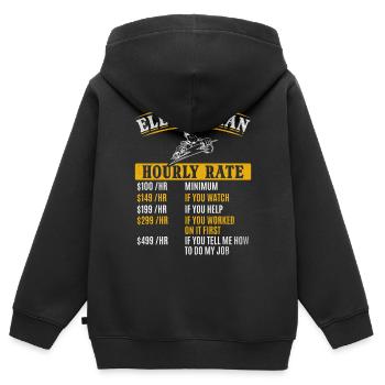 Stundensatz für Elektroingenieur Elektriker - - Kinder Premium Organic Zip Hoodie - Schwarz - Hinten - AI Model Kid Male (0cm)