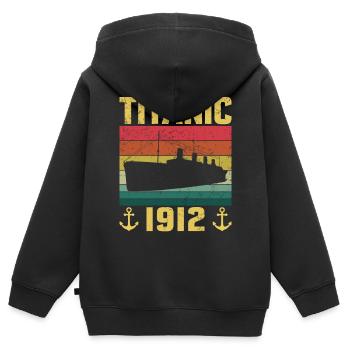 Titanic 1912 Navire de croisière - Sweat Premium à capuche zippé enfant bio - noir - Dos - AI Model Kid Male (0cm)
