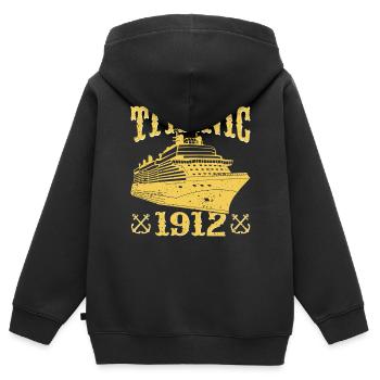 Titanic 1912 Navire de croisière - Sweat Premium à capuche zippé enfant bio - noir - Dos - AI Model Kid Male (0cm)