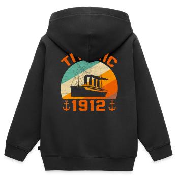 Titanic 1912 Navire de croisière - Sweat Premium à capuche zippé enfant bio - noir - Dos - AI Model Kid Male (0cm)