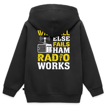 Funk Amateur Funker Funken Radio Hobby Cadeau - Sweat Premium à capuche zippé enfant bio - noir - Dos - AI Model Kid Male (0cm)
