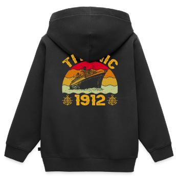 Titanic 1912 Navire de croisière - Sweat Premium à capuche zippé enfant bio - noir - Dos - AI Model Kid Male (0cm)